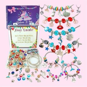 Set of 2 Unicorn Charm Bracelet Making Kits Believe in Love New With Tags.